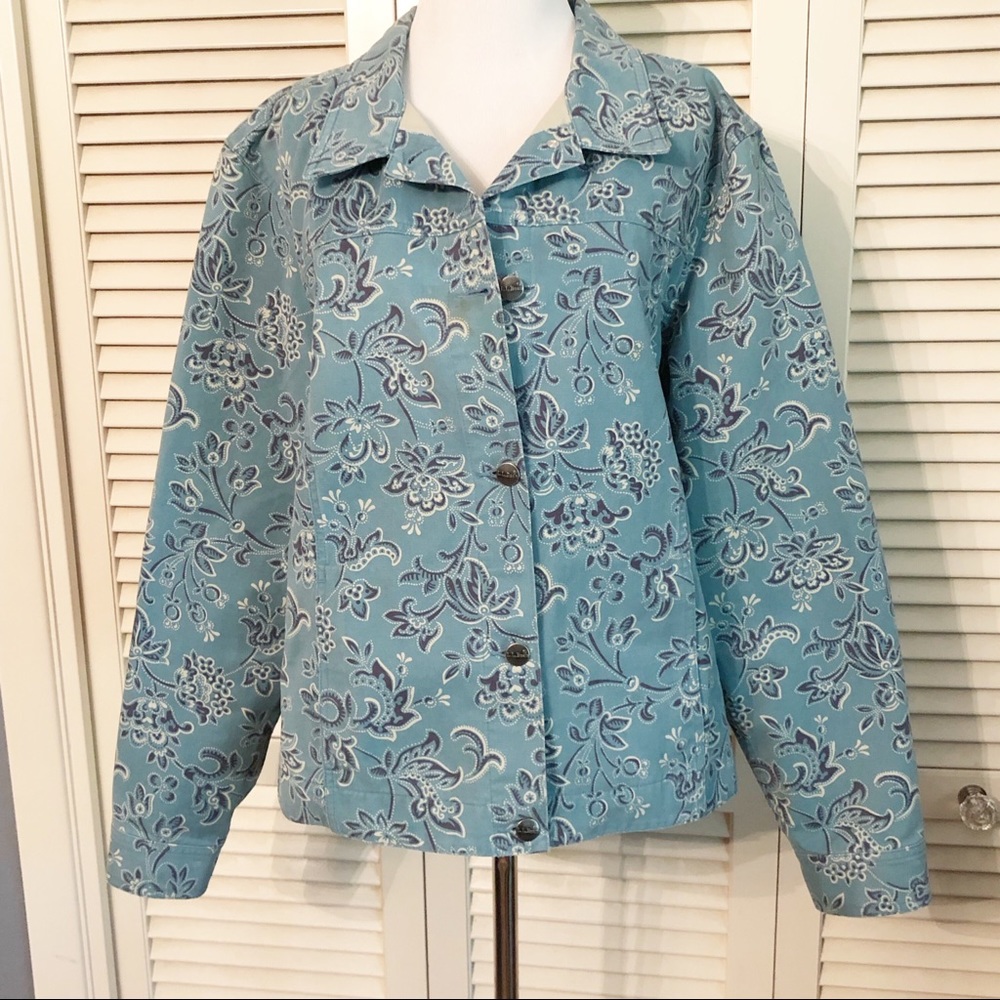 L.L.Bean | Blue Floral Brushed Jacket/Blazer